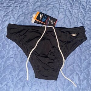 Speedo Black Swim Briefs with Adjustable Drawstring